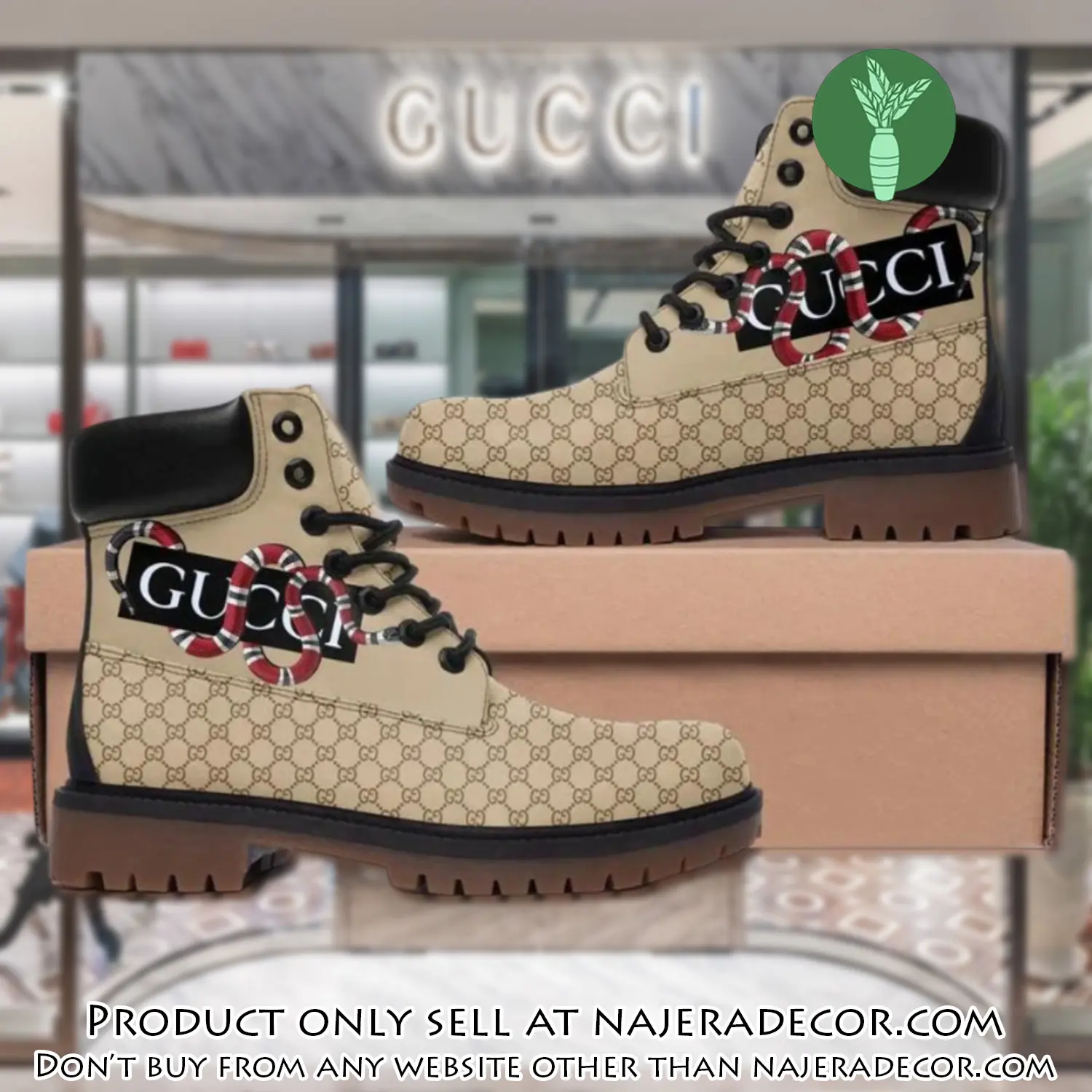 Gucci snake beige luxury brand boots premium gifts for men women njr2056040